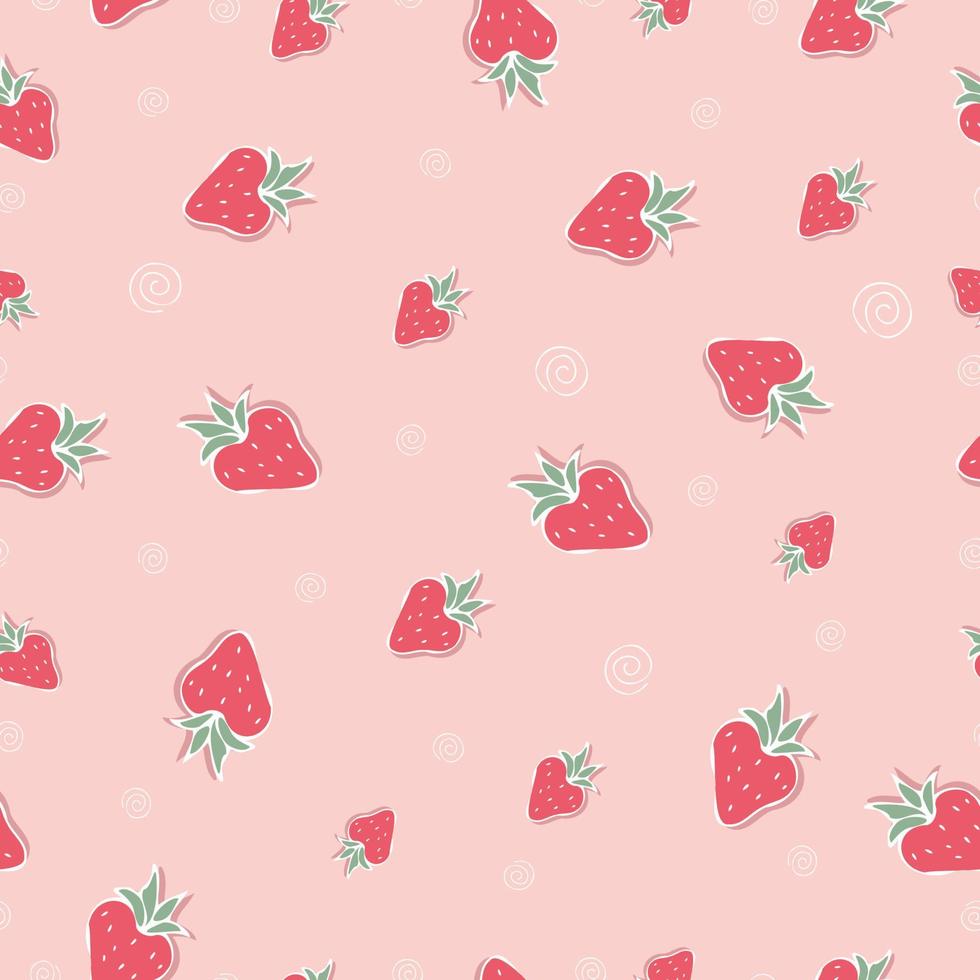 patrón sin costuras de fresa. dibujo a mano de bayas maduras. fondo rosa fruta. vector