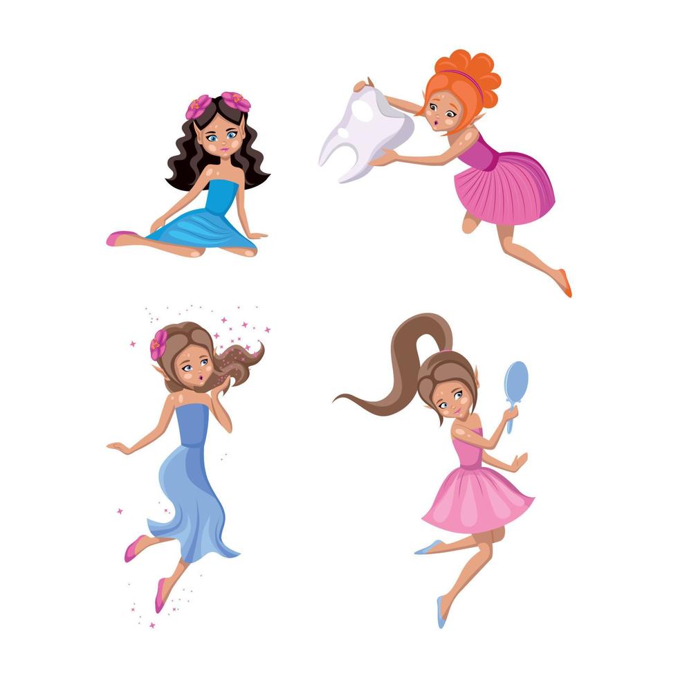 Collection of cute fairies vector