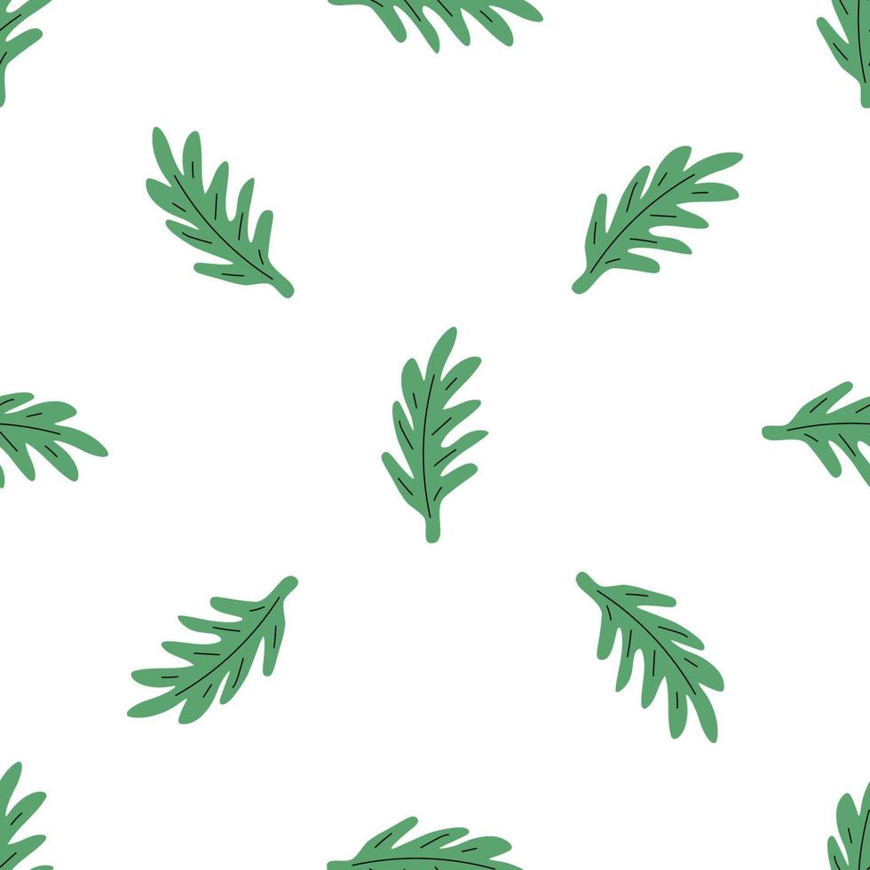 Green leafs seamless pattern. Vector hand drawn botanical illustration. Pretty scandi style for fabric, textile, wallpaper. Digital paper in white background