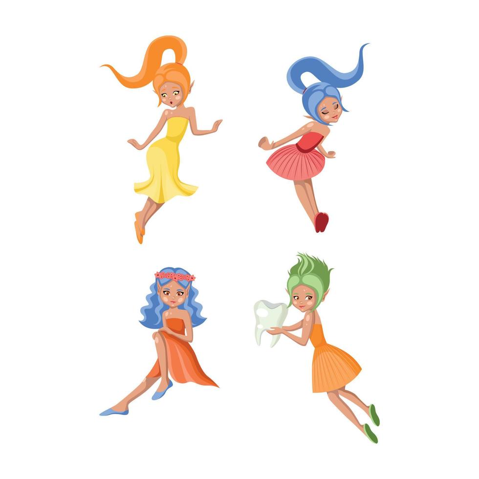 Collection of cute fairies vector