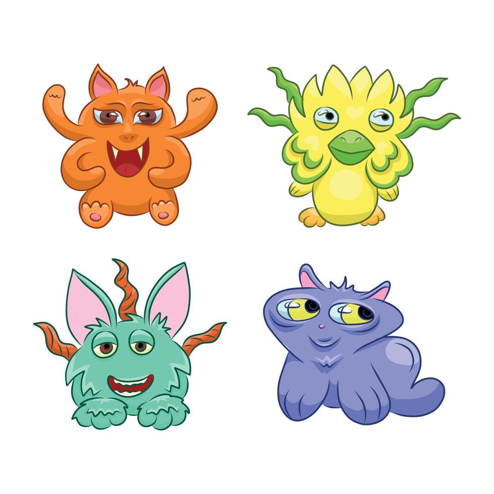 Set of Cartoon Monsters vector