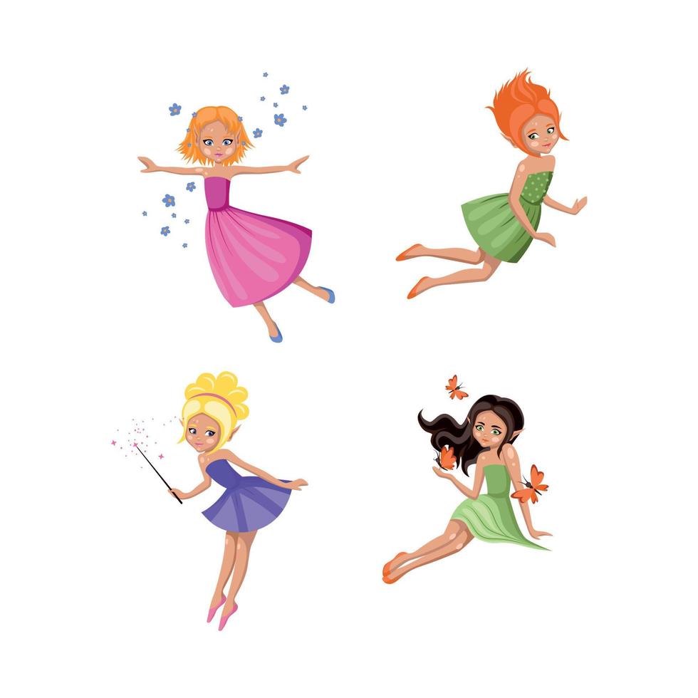 Collection of cute fairies vector