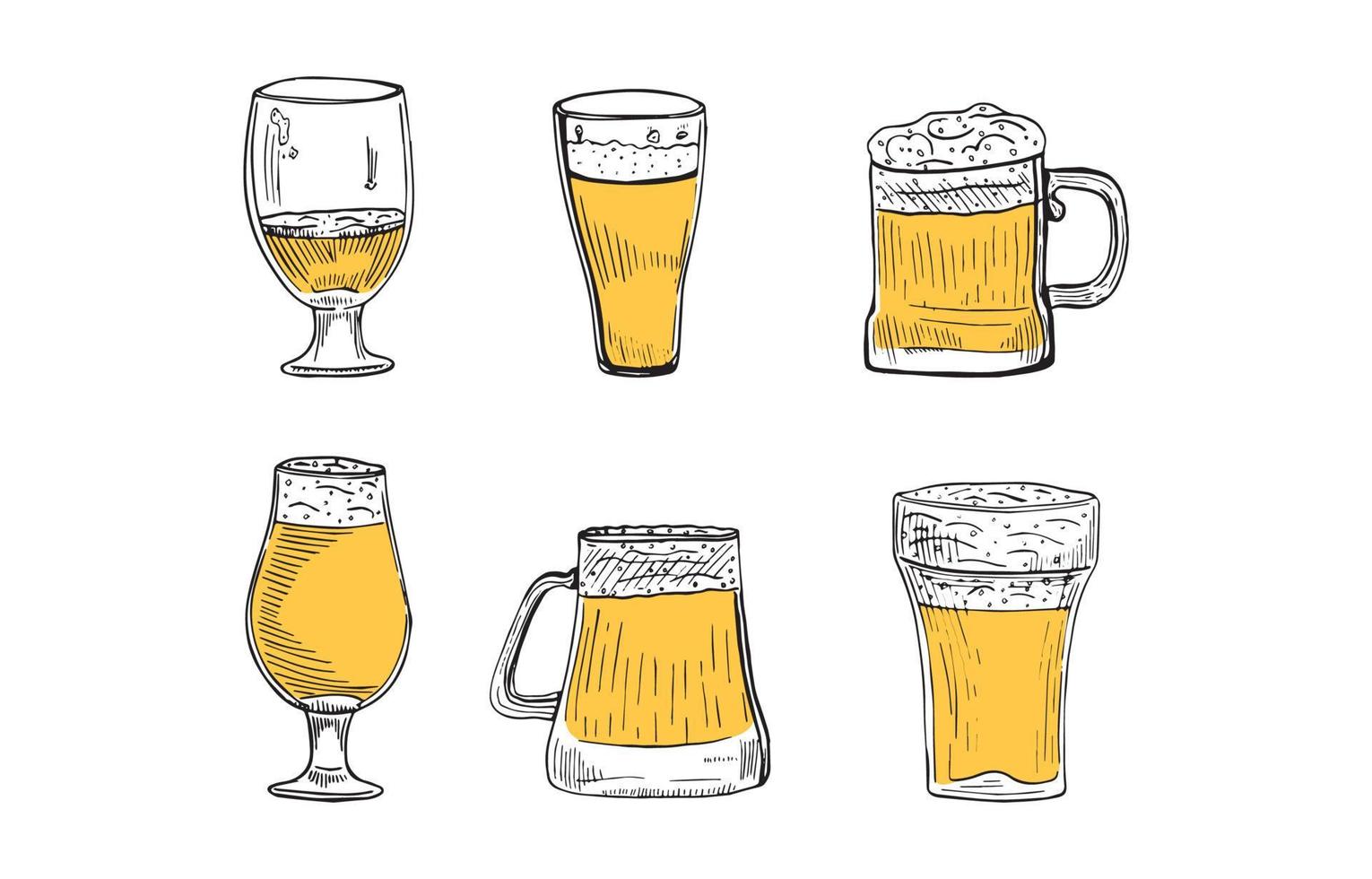 Beer Illustrations in Art Ink Style vector