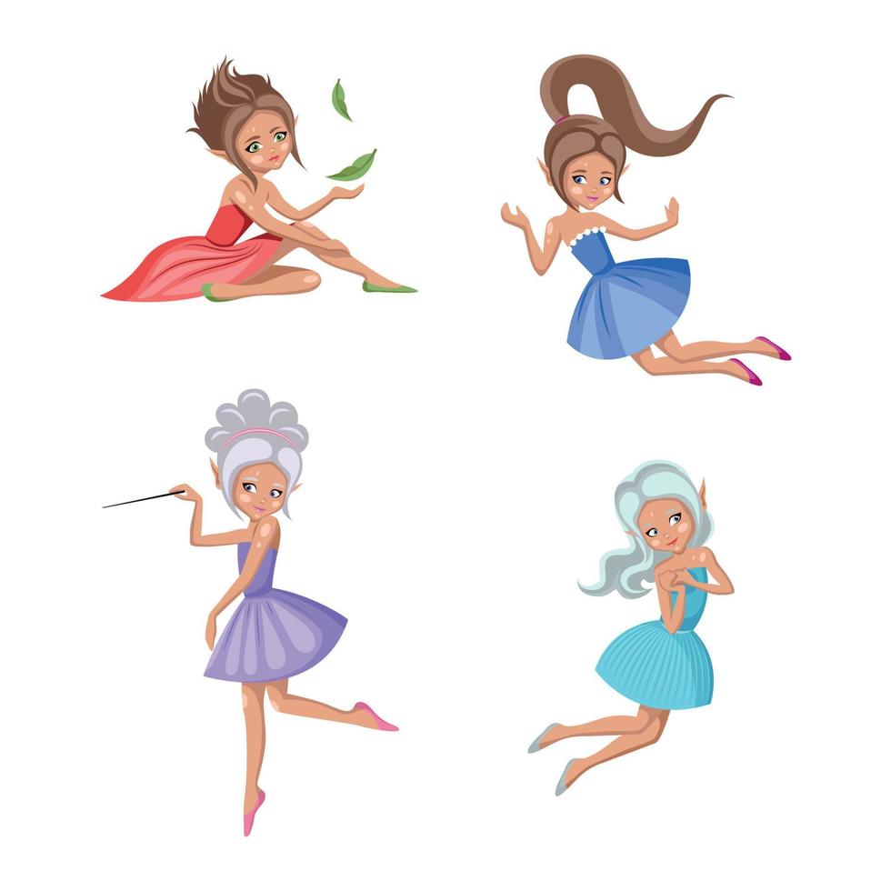 Collection of cute fairies vector