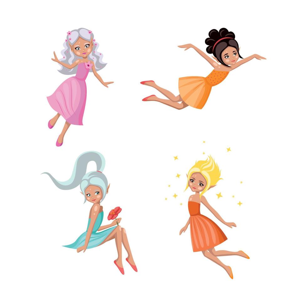 Collection of cute fairies vector