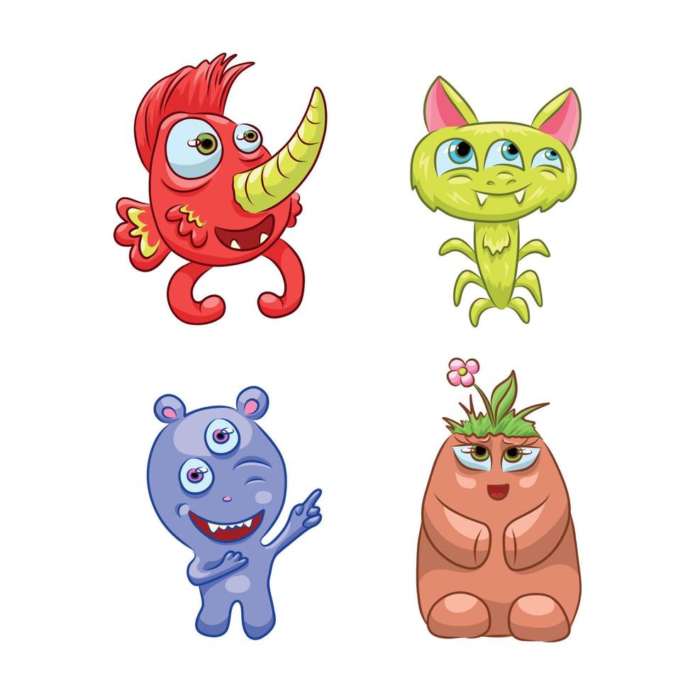 Set of Cartoon Monsters vector