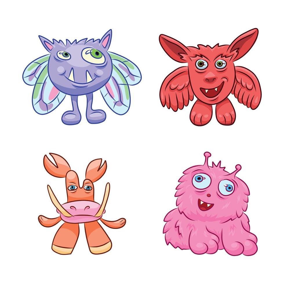 conjunto de monstruos de dibujos animados vector