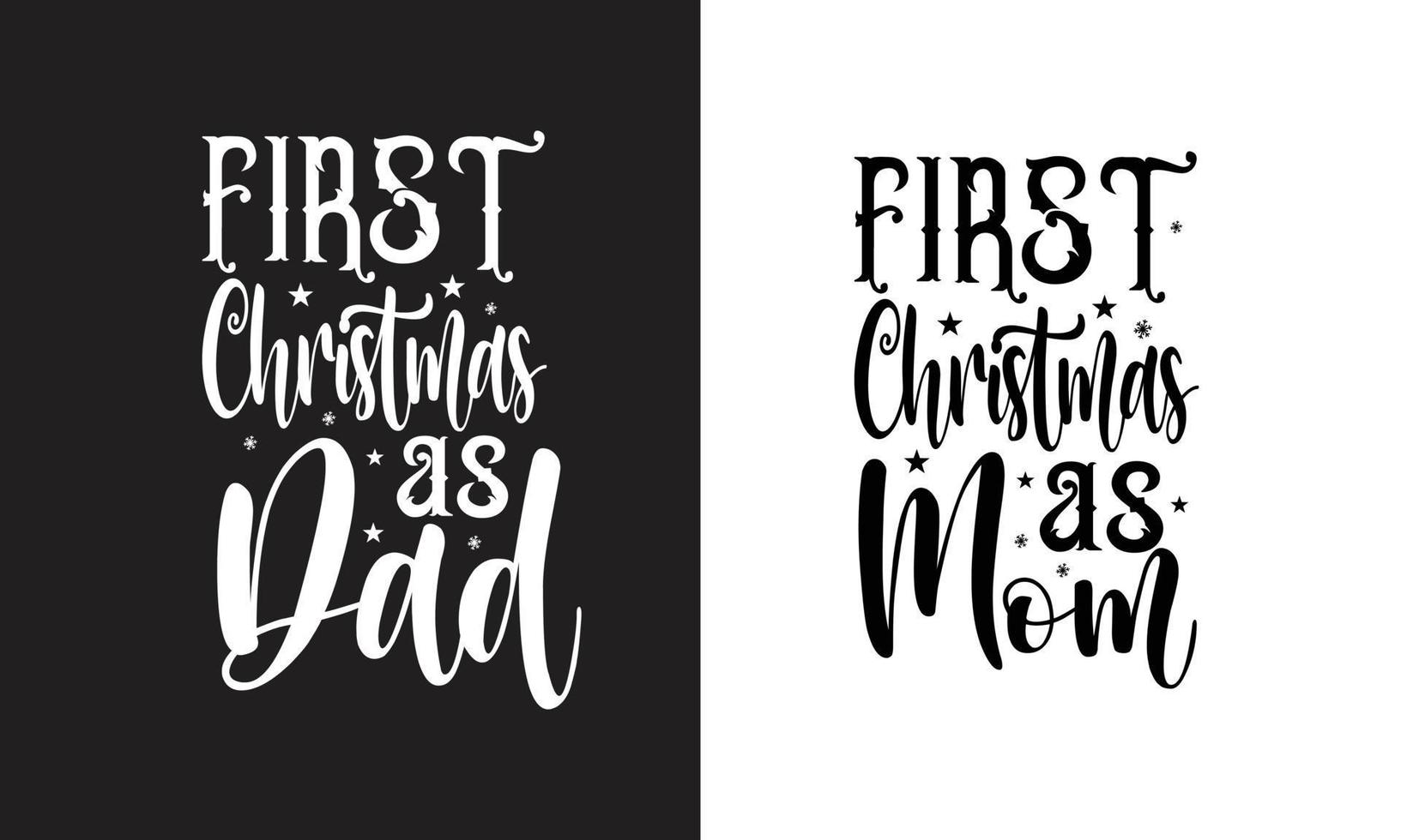 diseño libre. primera navidad como diseño de mamá y papá. camisas navideñas familiares vector