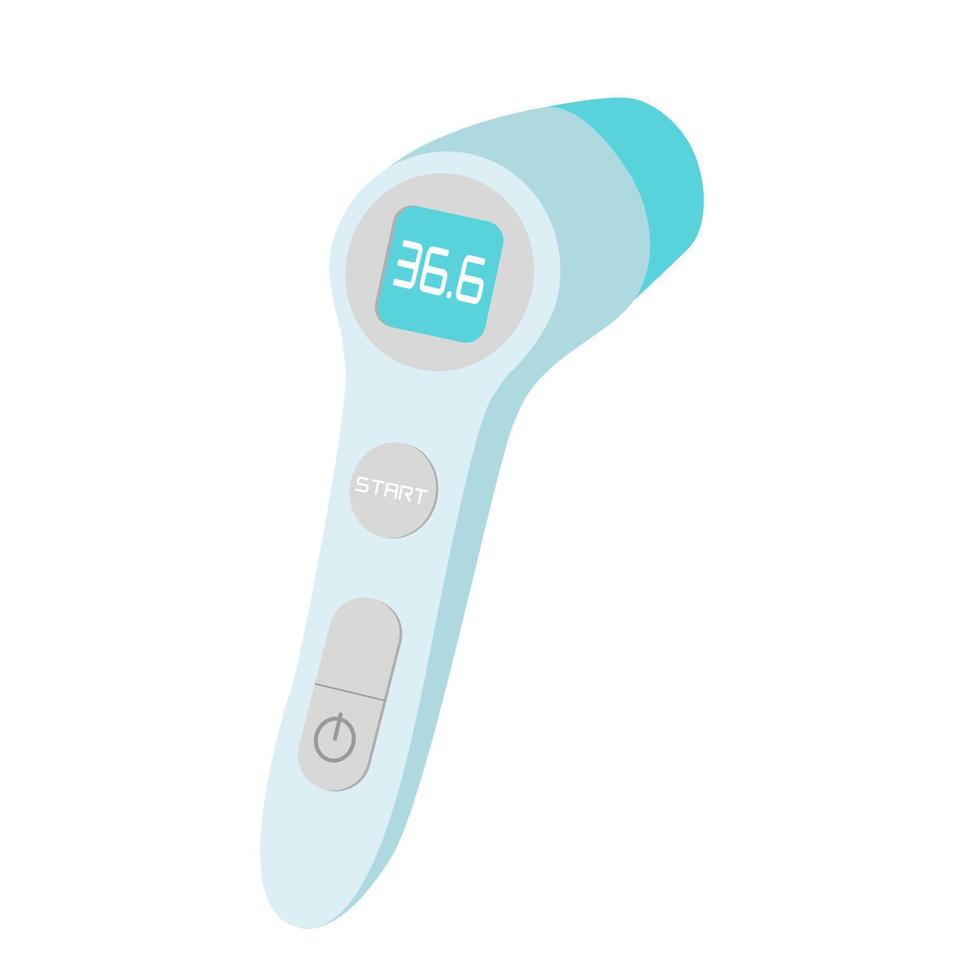 Infrared body thermometer isolated om white background. Medical equipment vector illustration.