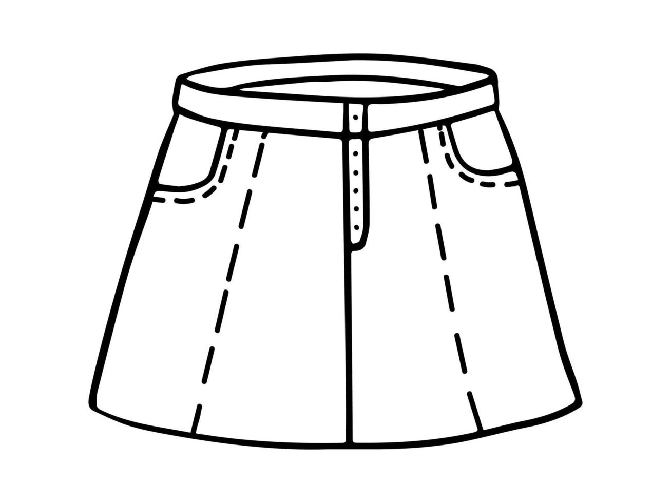 Boho skirt in hand drawn doodle style. Vector illustration. Women clothes element.