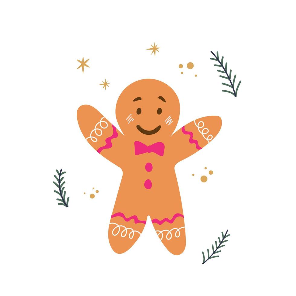 Gingerbread man. Christmas icon. Vector. Holiday winter symbols isolated on white background in flat design. Cartoon colorful illustration. vector