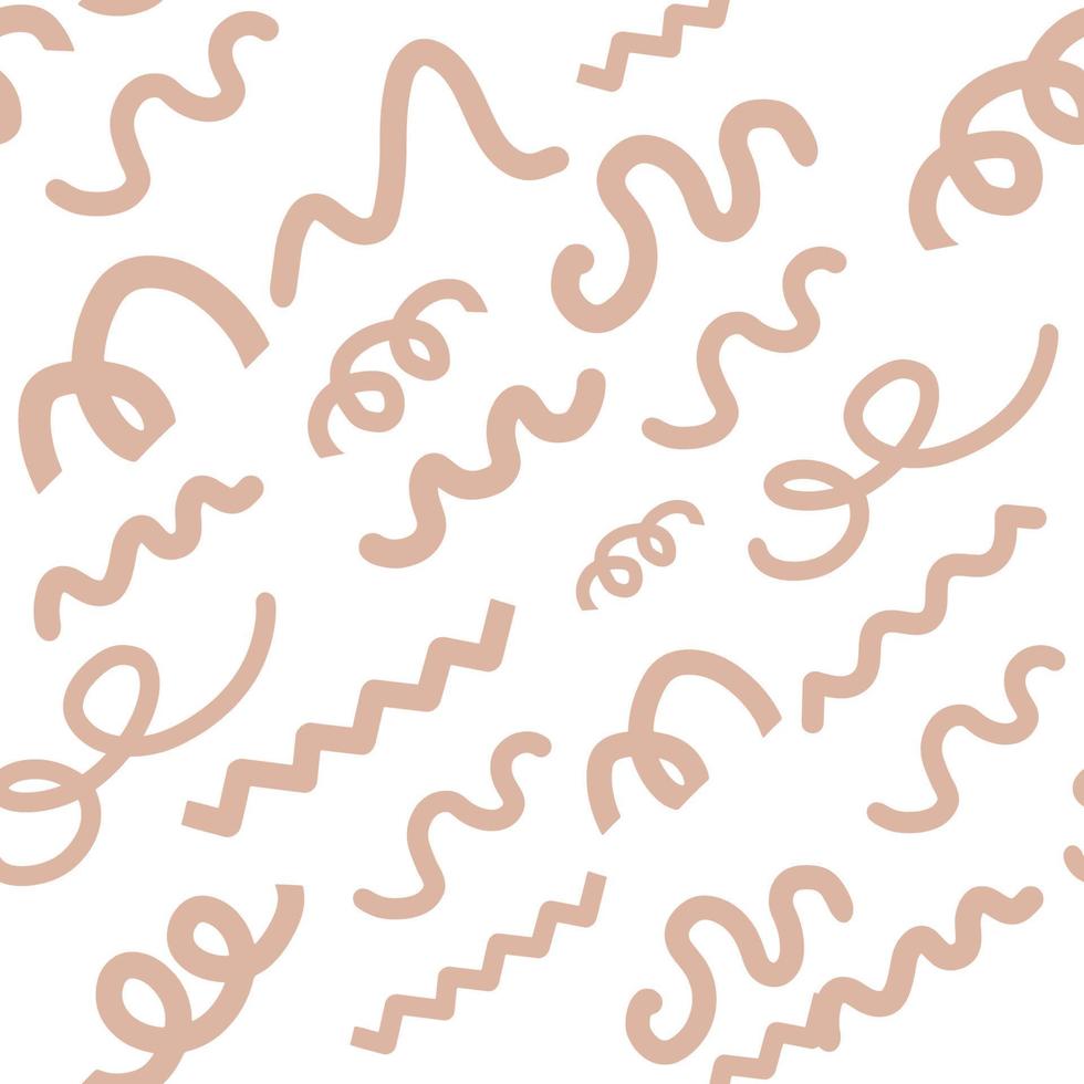 Trendy abstract vector seamless pattern. Beige doodles isolated on white background