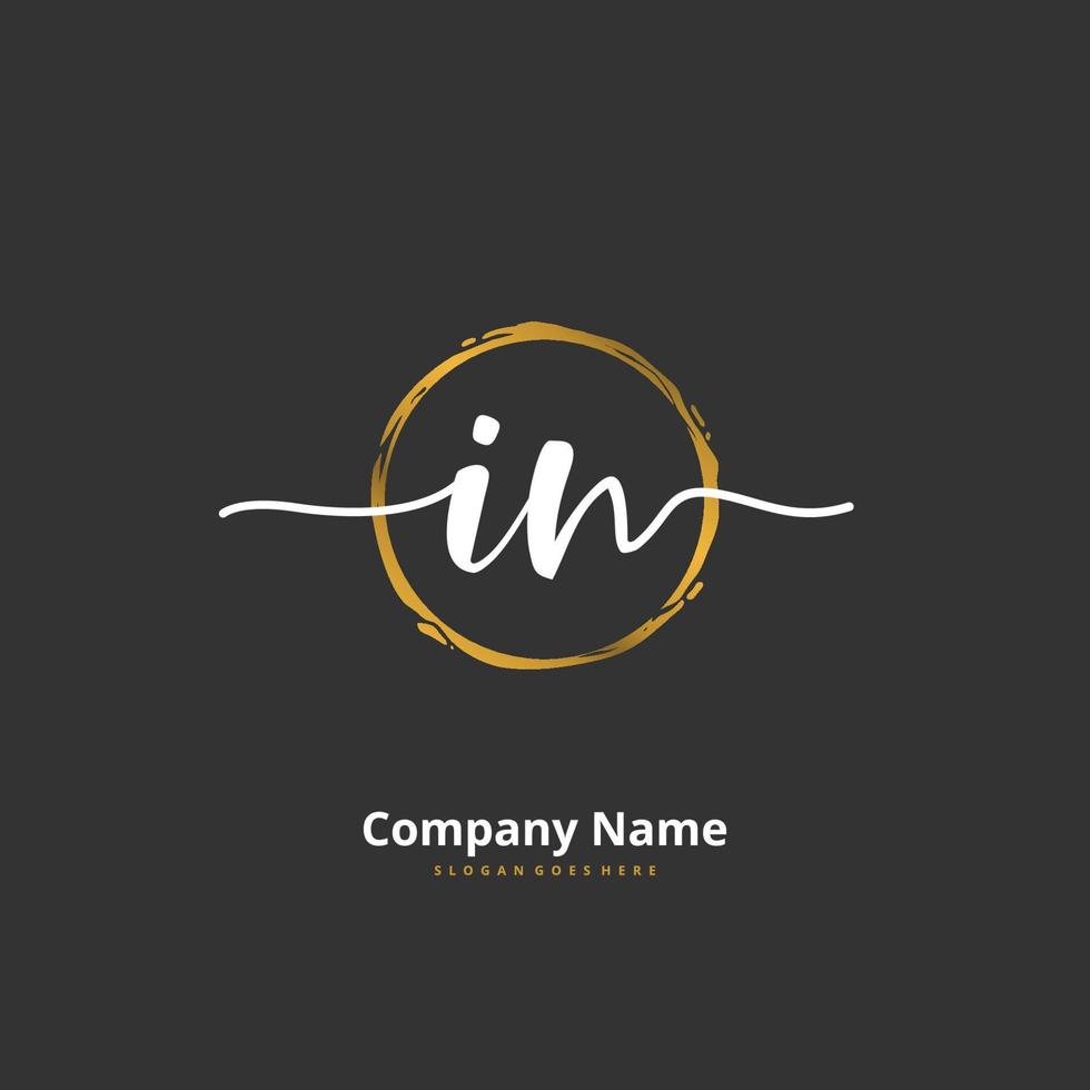 IN Initial handwriting and signature logo design with circle. Beautiful design handwritten logo for fashion, team, wedding, luxury logo. vector