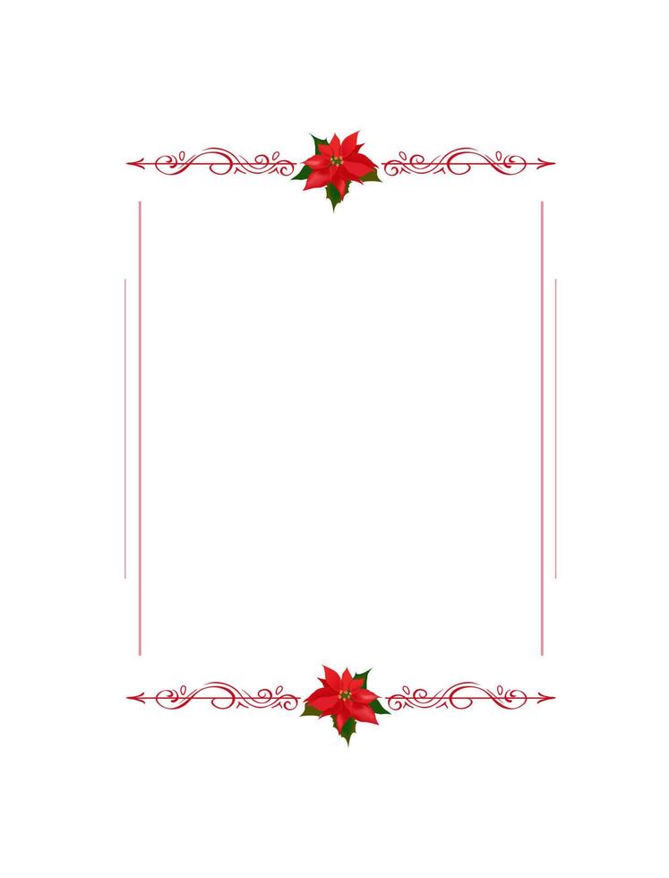 Frame With Copyspace for Inscription, With Elegant Borders Made of Poinsettia Flowers and Flourishes. Hand Drawn Template vector