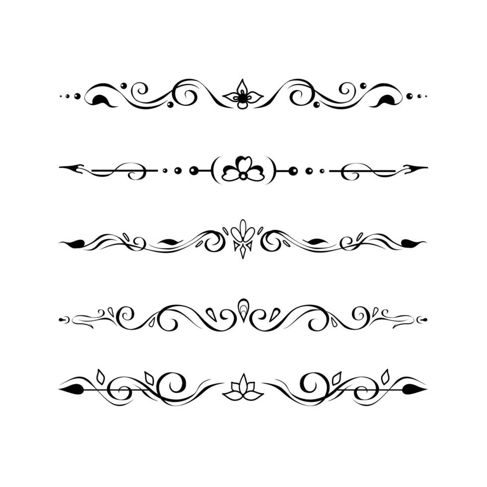 Ornate Retro Text Delimiters, Paragraph Dividers, Page Footer Decoration Lines, Borders, Vignettes vector