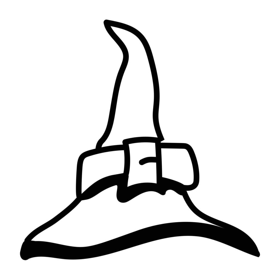 A premium doodle icon of witch hat vector