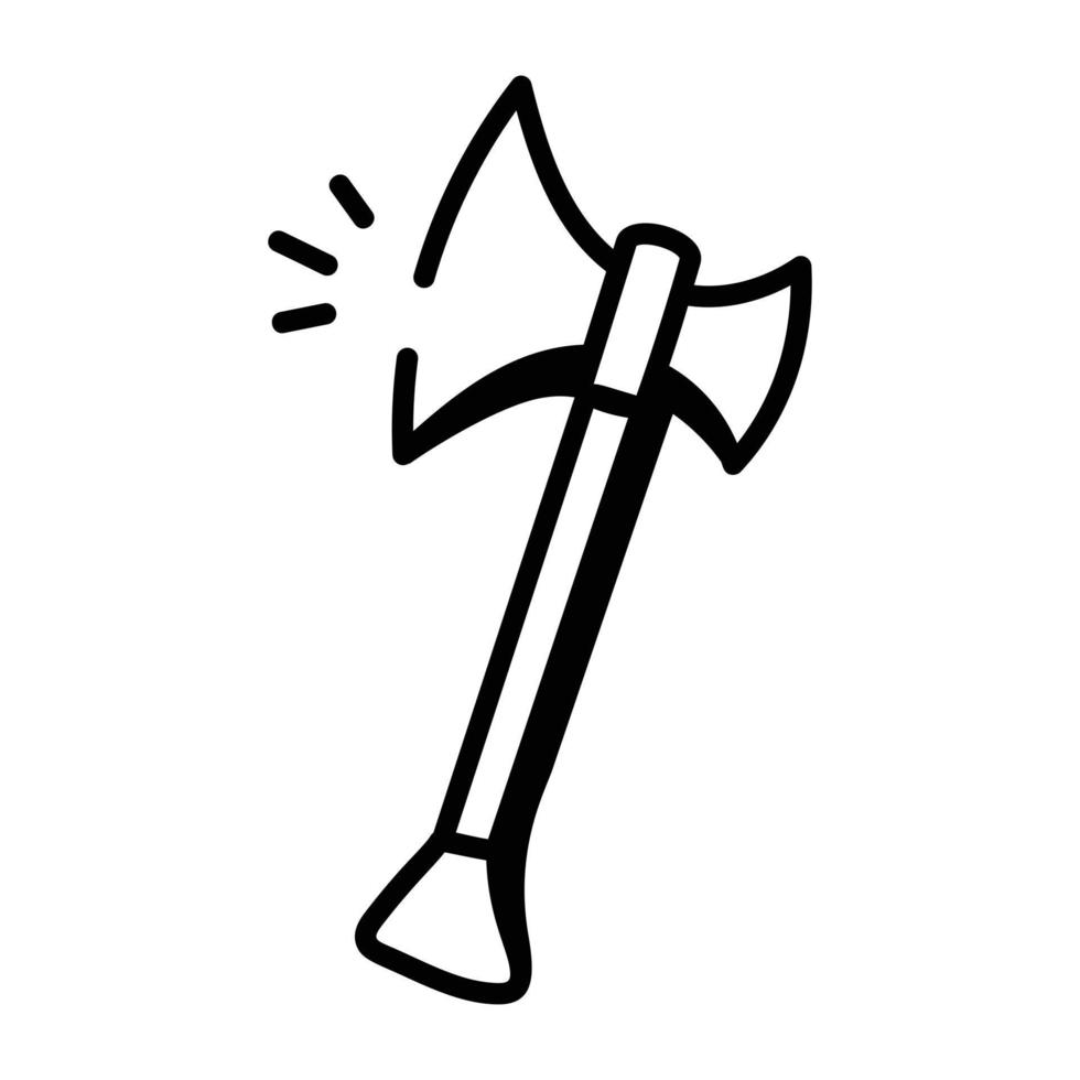 Trendy hand drawn icon of axe vector