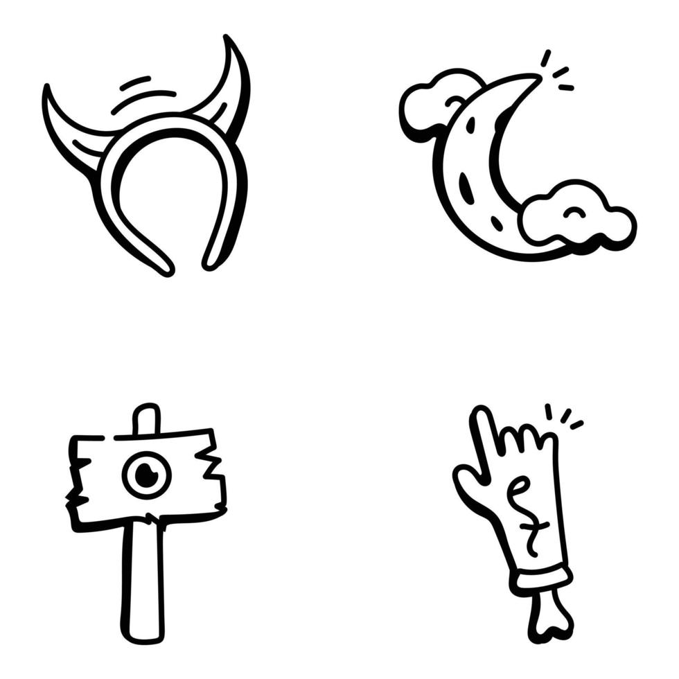 Set of Halloween Hand Drawn Icons vector