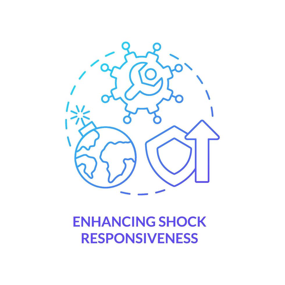 Enhancing shock responsiveness blue gradient concept icon. Social protection and support activity abstract idea thin line illustration. Isolated outline drawing. vector