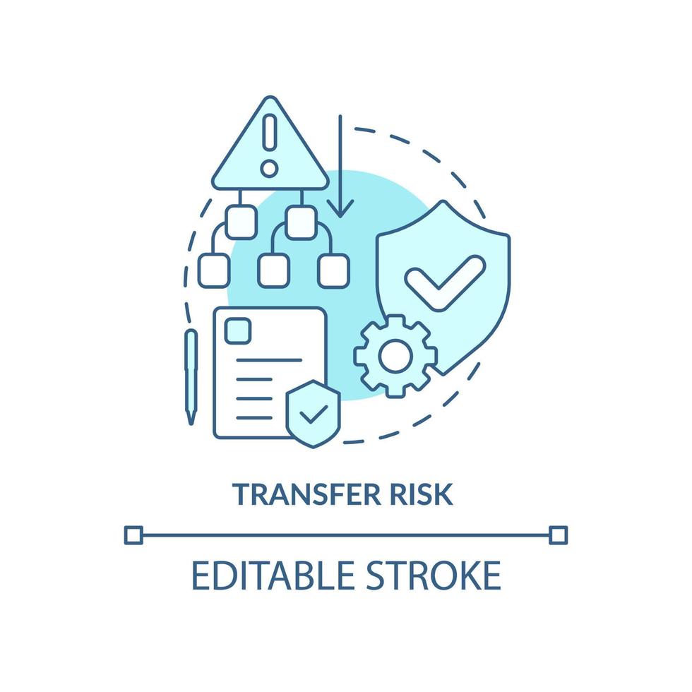 Transfer risk turquoise concept icon. Risk management step abstract idea thin line illustration. Shifting consequences. Isolated outline drawing. Editable stroke. vector