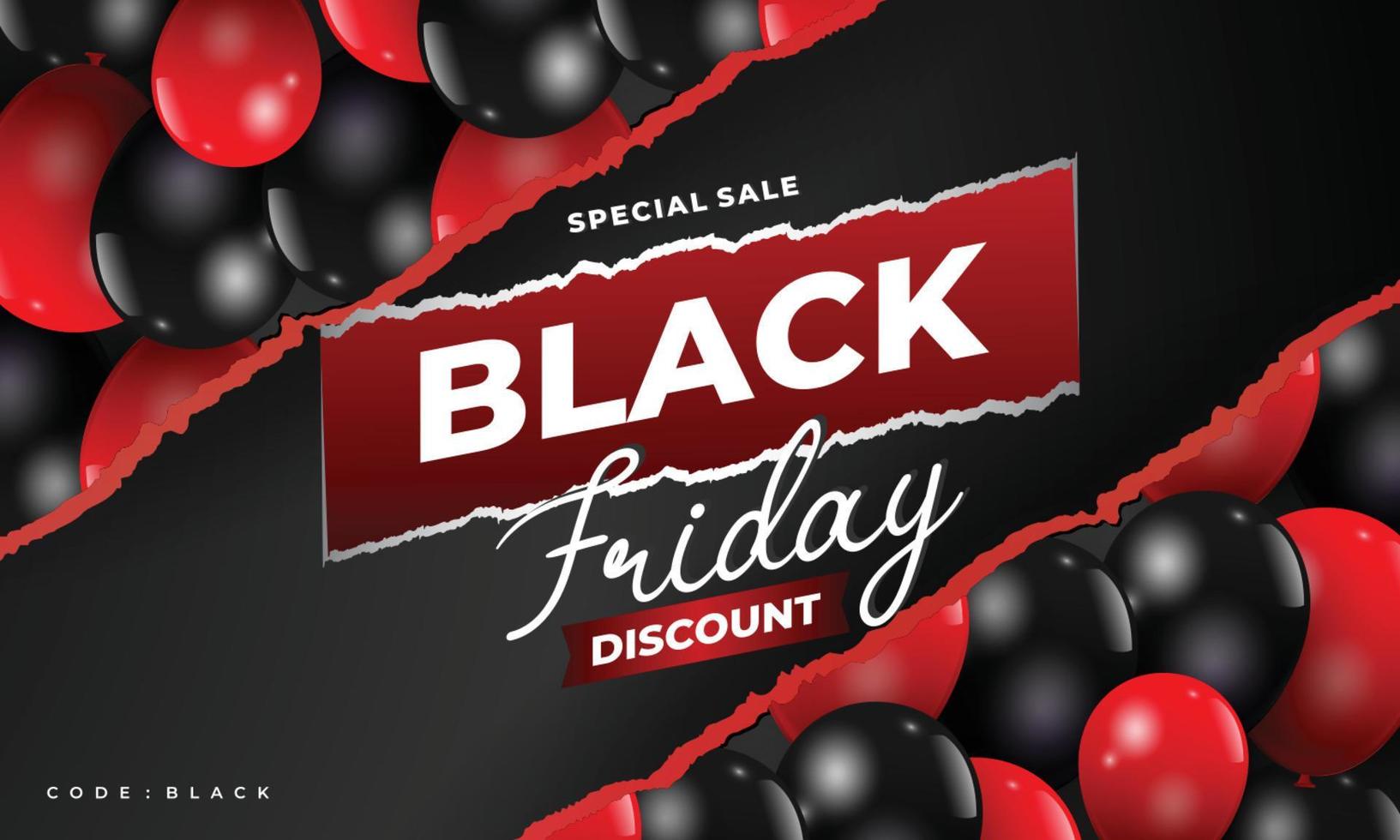 Black friday special sale promotion banner with realistic ripped papper decoration. vector