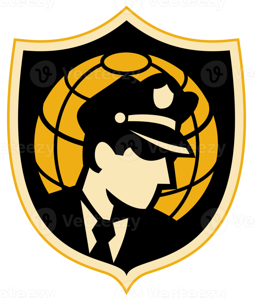 Security guard or police office with globe png