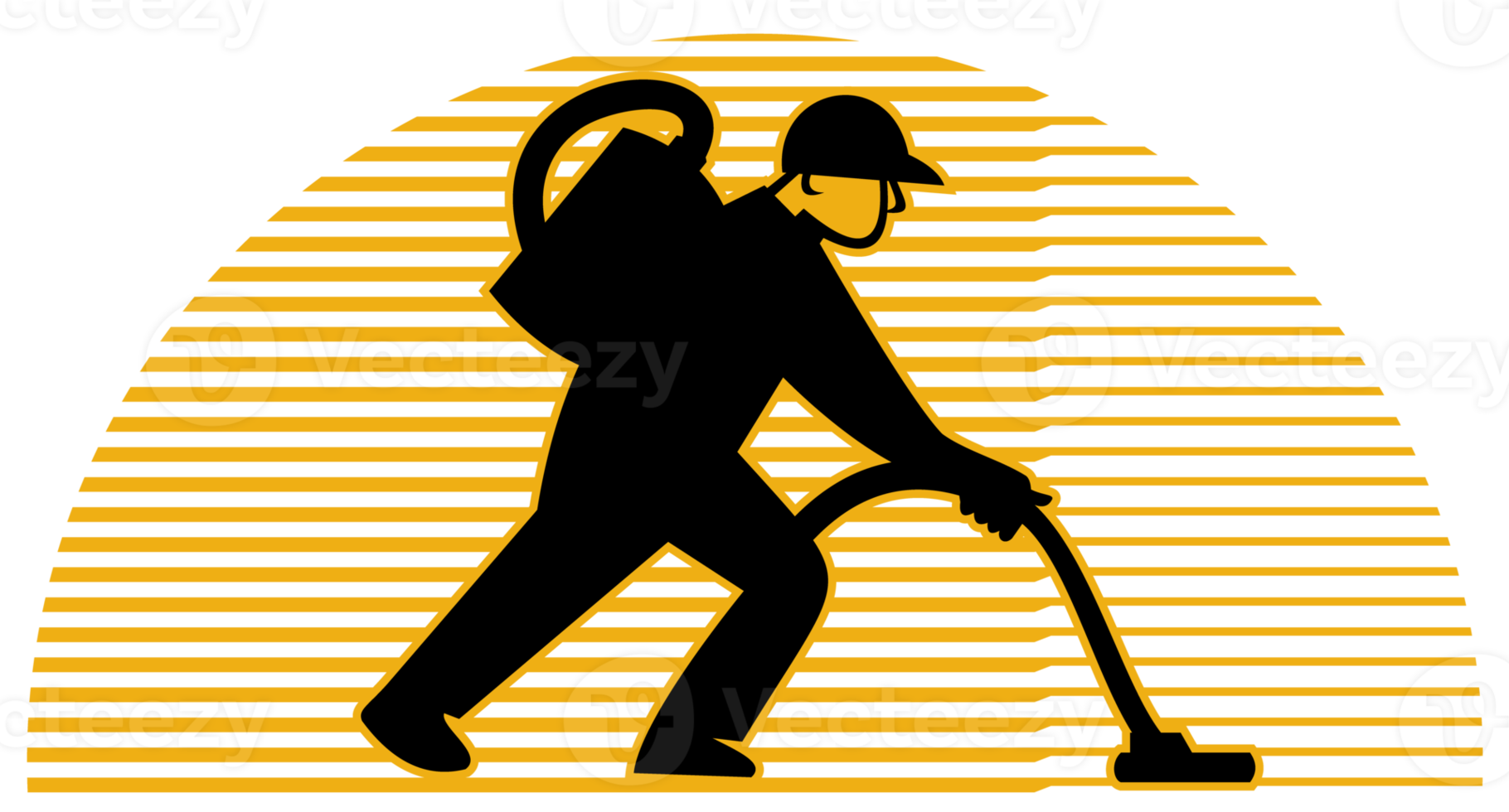 Male Cleaner working with vacuum side png