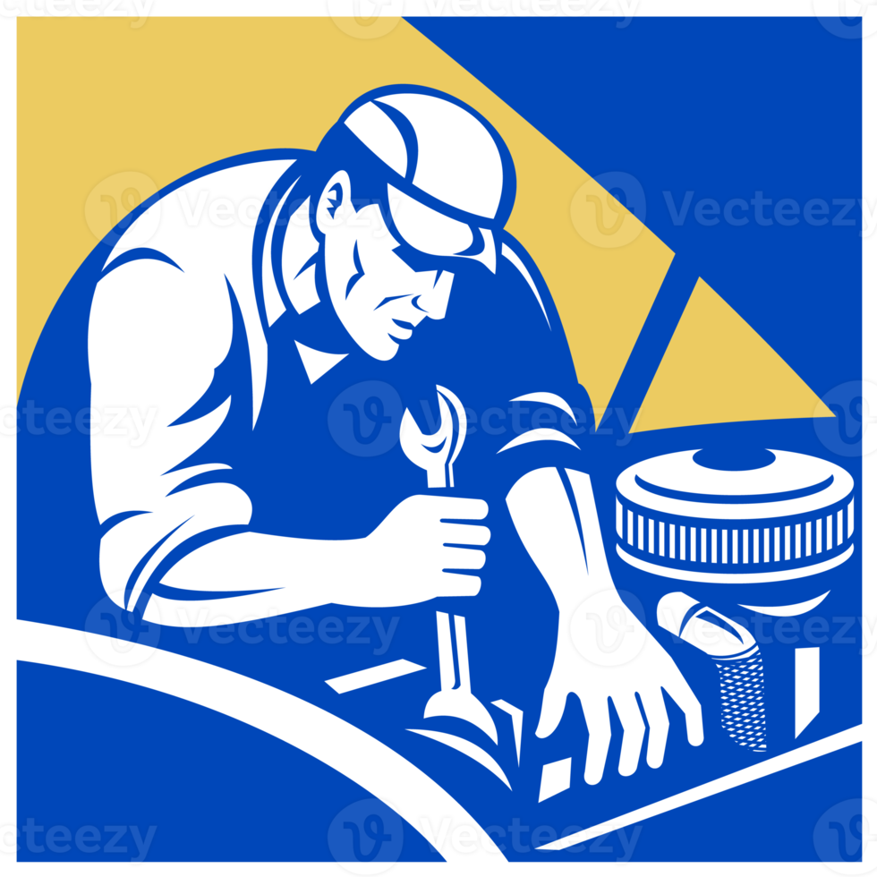 Automobile car repair mechanic with spanner png