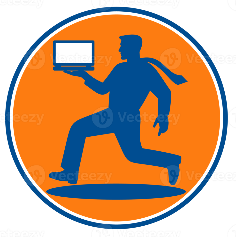 homem carregando notebook notebook executando png
