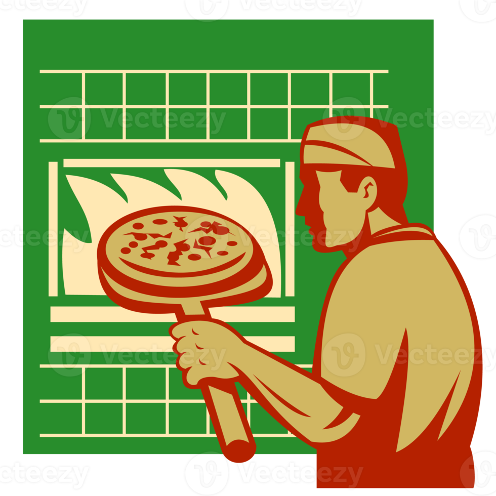 Pizza pie maker or baker holding baking pan oven 12979625 PNG