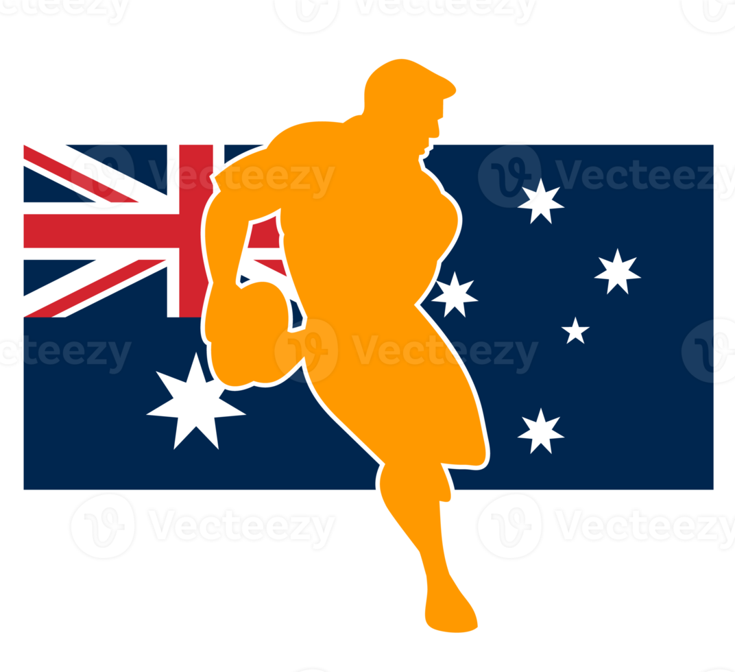 rugby running player flag of australia png
