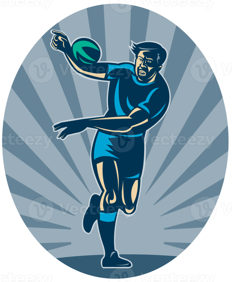 jugador de rugby corriendo con pelota y pasando png