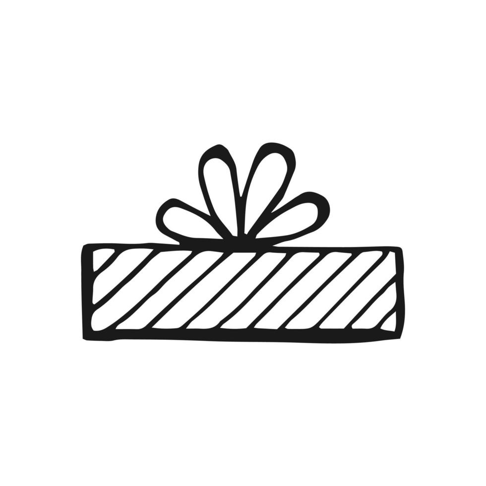 Gift box with different bows. Hand drawn vector illustration.
