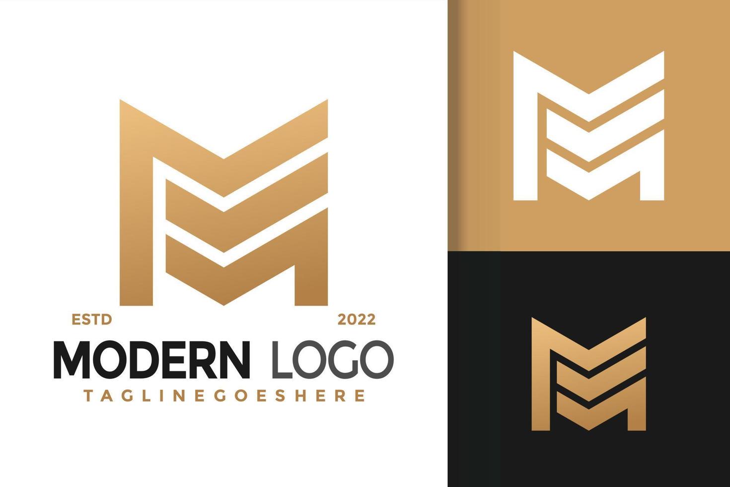 Diseño de logotipo elegante con letra m, vector de logotipos de identidad de marca, logotipo moderno, plantilla de ilustración vectorial de diseños de logotipos