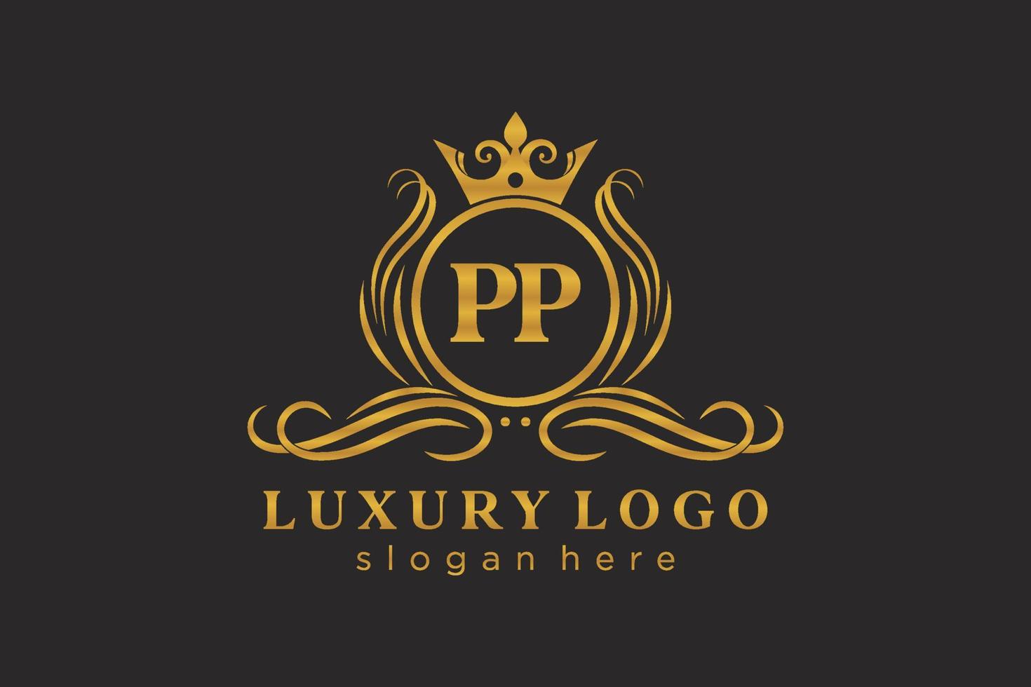 plantilla de logotipo de lujo real de letra pp inicial en arte vectorial para restaurante, realeza, boutique, cafetería, hotel, heráldica, joyería, moda y otras ilustraciones vectoriales. vector