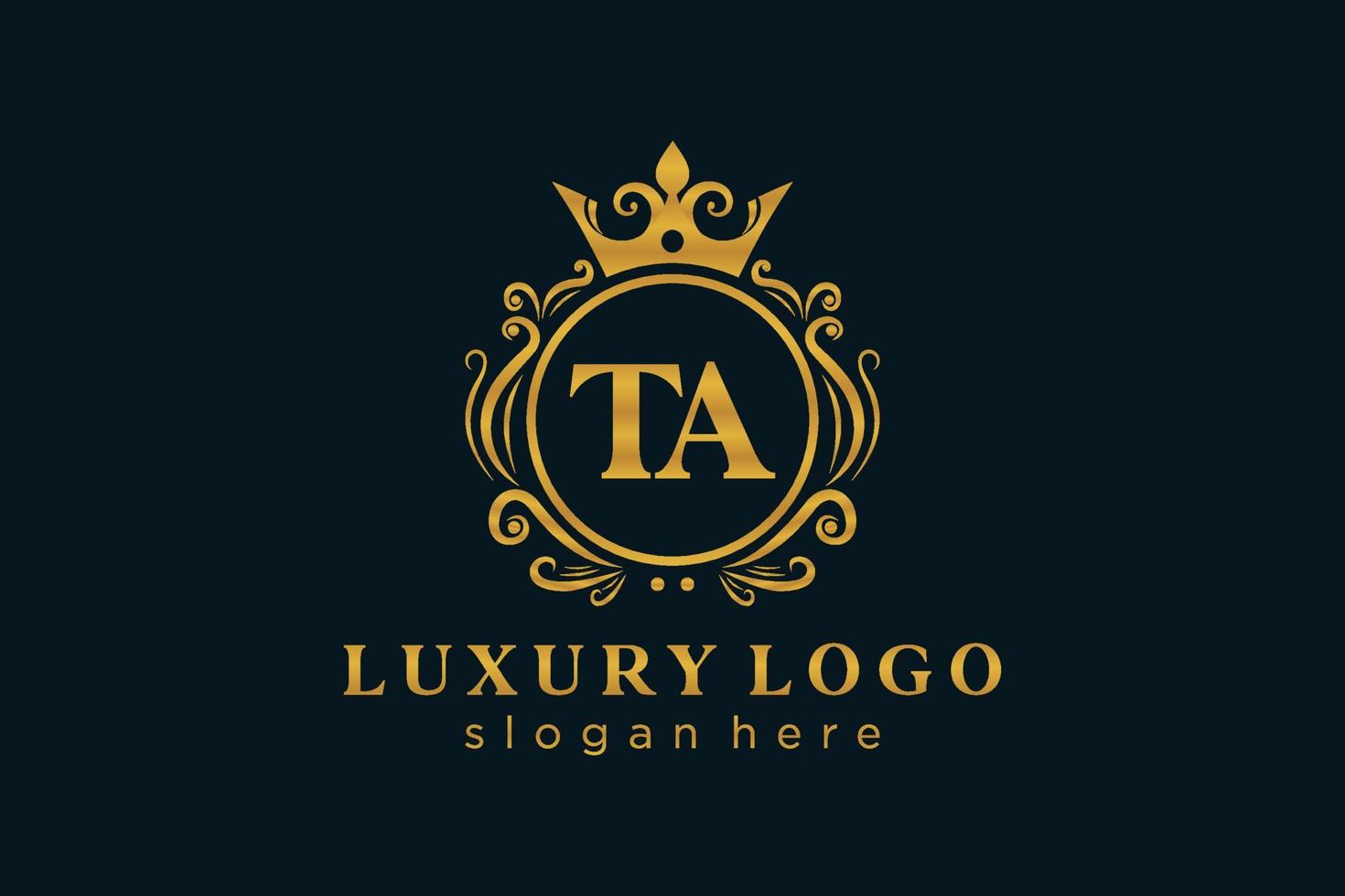 Initial TA Letter Royal Luxury Logo template in vector art for Restaurant, Royalty, Boutique, Cafe, Hotel, Heraldic, Jewelry, Fashion and other vector illustration.