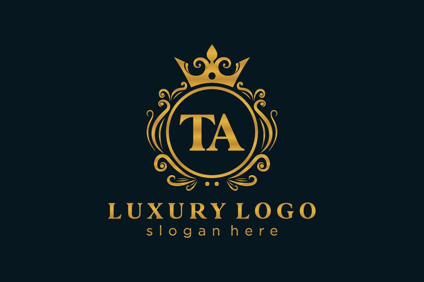 plantilla de logotipo de lujo real de letra ta inicial en arte vectorial para restaurante, realeza, boutique, cafetería, hotel, heráldica, joyería, moda y otras ilustraciones vectoriales. vector