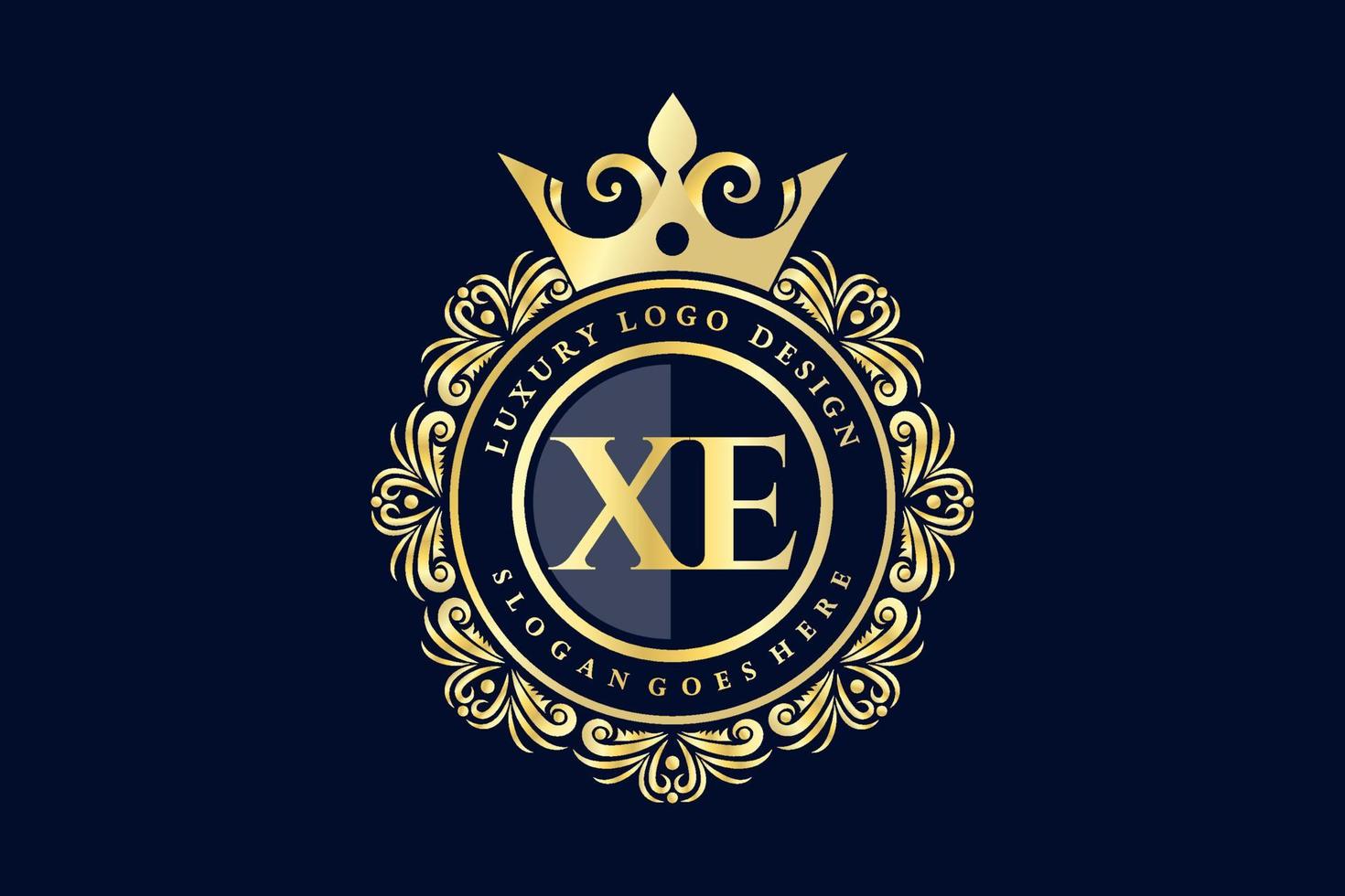 XE Initial Letter Gold calligraphic feminine floral hand drawn heraldic monogram antique vintage style luxury logo design Premium Vector