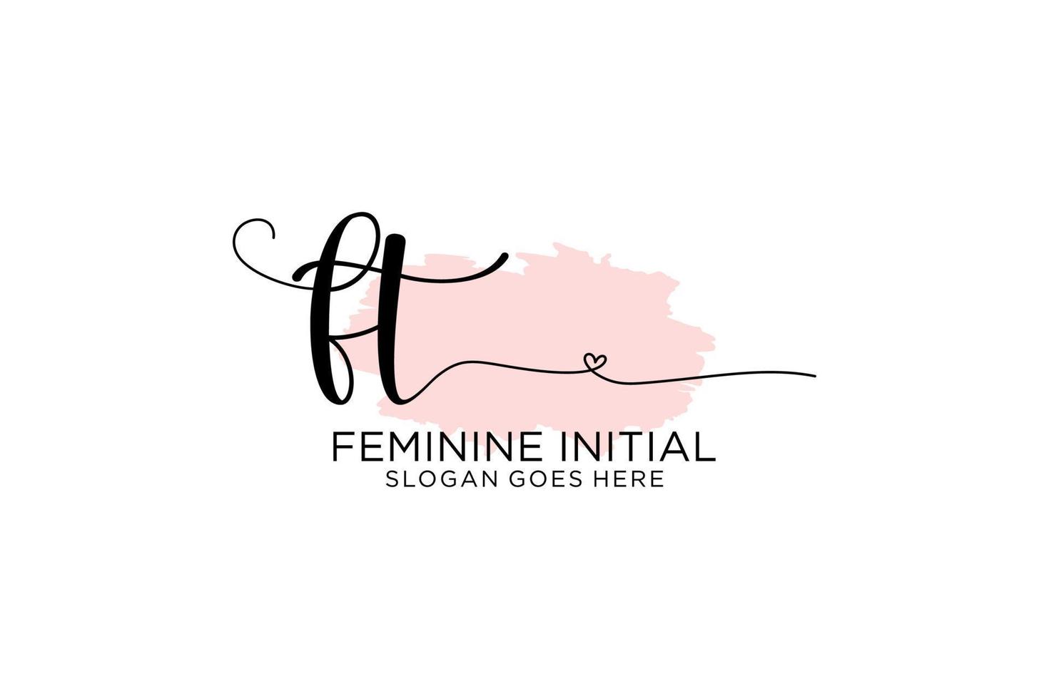 Initial FT beauty monogram and elegant logo design handwriting logo of initial signature, wedding, fashion, floral and botanical with creative template. vector