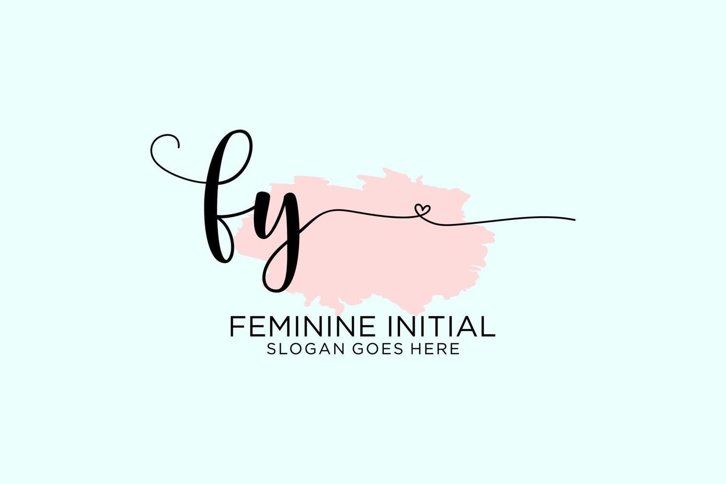 Initial FY beauty monogram and elegant logo design handwriting logo of initial signature, wedding, fashion, floral and botanical with creative template. vector