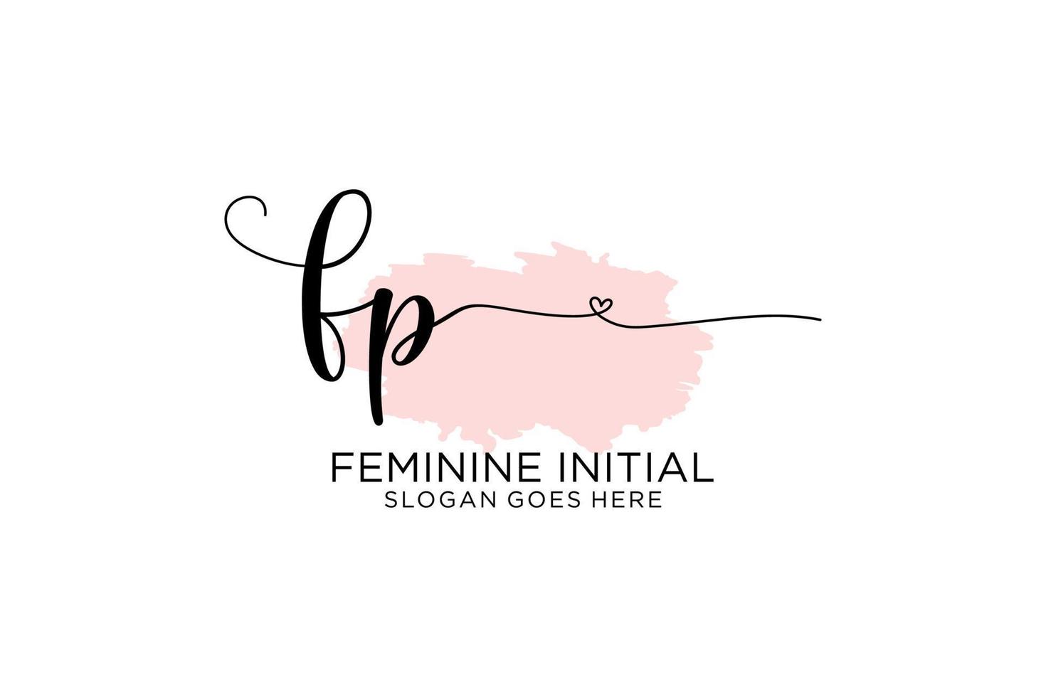 Initial FP beauty monogram and elegant logo design handwriting logo of initial signature, wedding, fashion, floral and botanical with creative template. vector