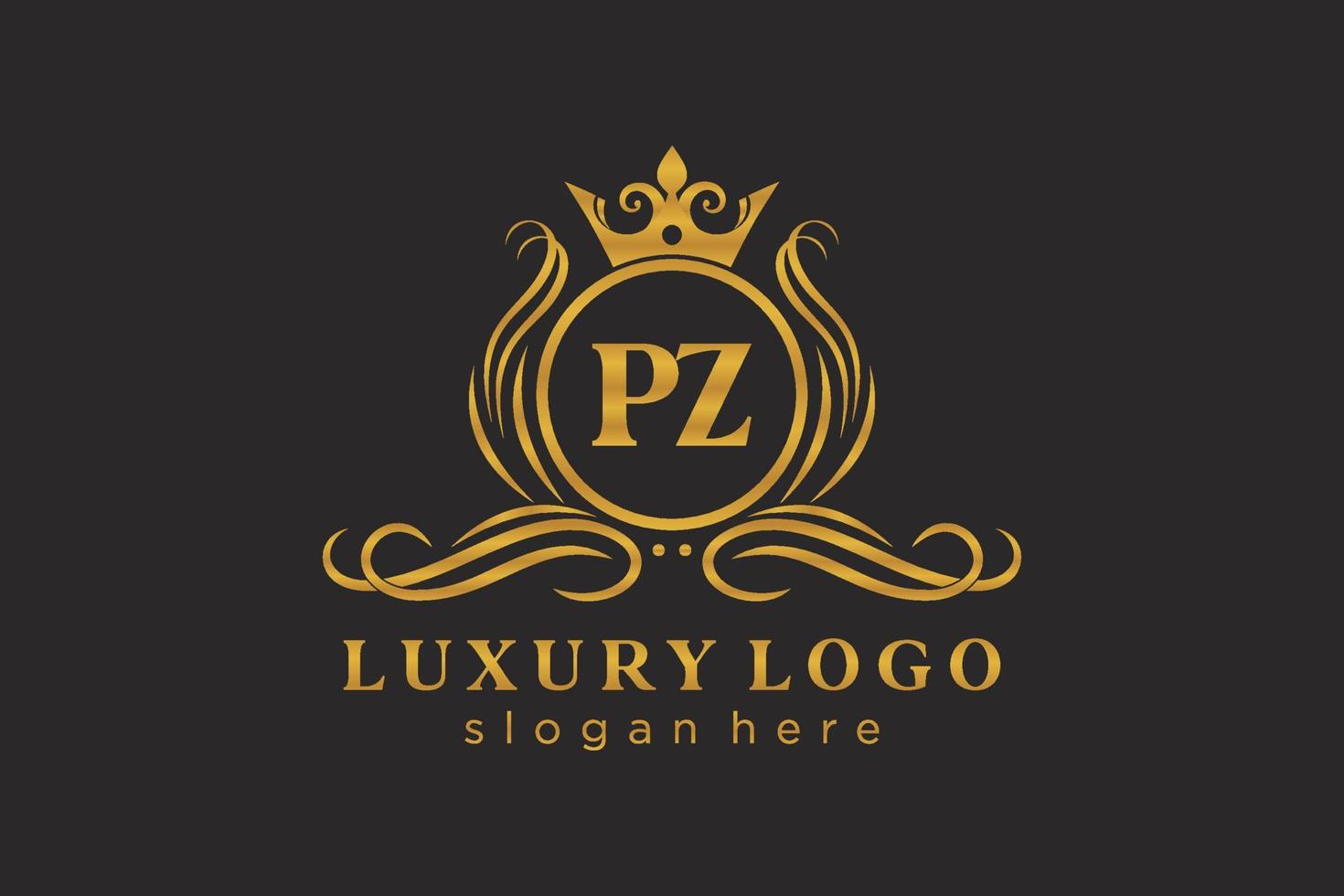 Initial PZ Letter Royal Luxury Logo template in vector art for Restaurant, Royalty, Boutique, Cafe, Hotel, Heraldic, Jewelry, Fashion and other vector illustration.