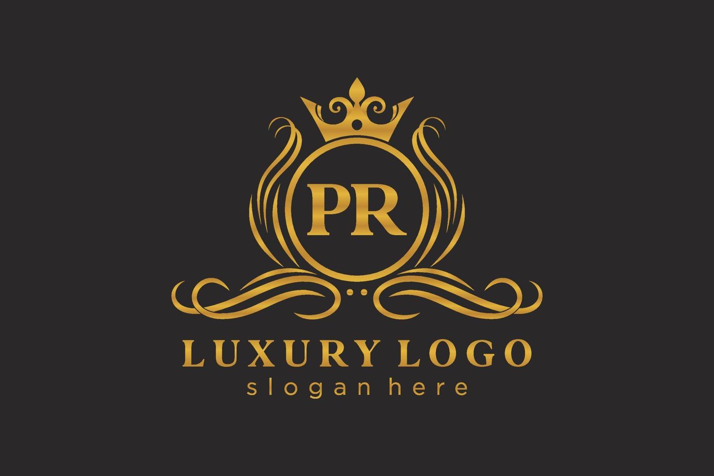 plantilla de logotipo de lujo real de letra pr inicial en arte vectorial para restaurante, realeza, boutique, cafetería, hotel, heráldica, joyería, moda y otras ilustraciones vectoriales. vector