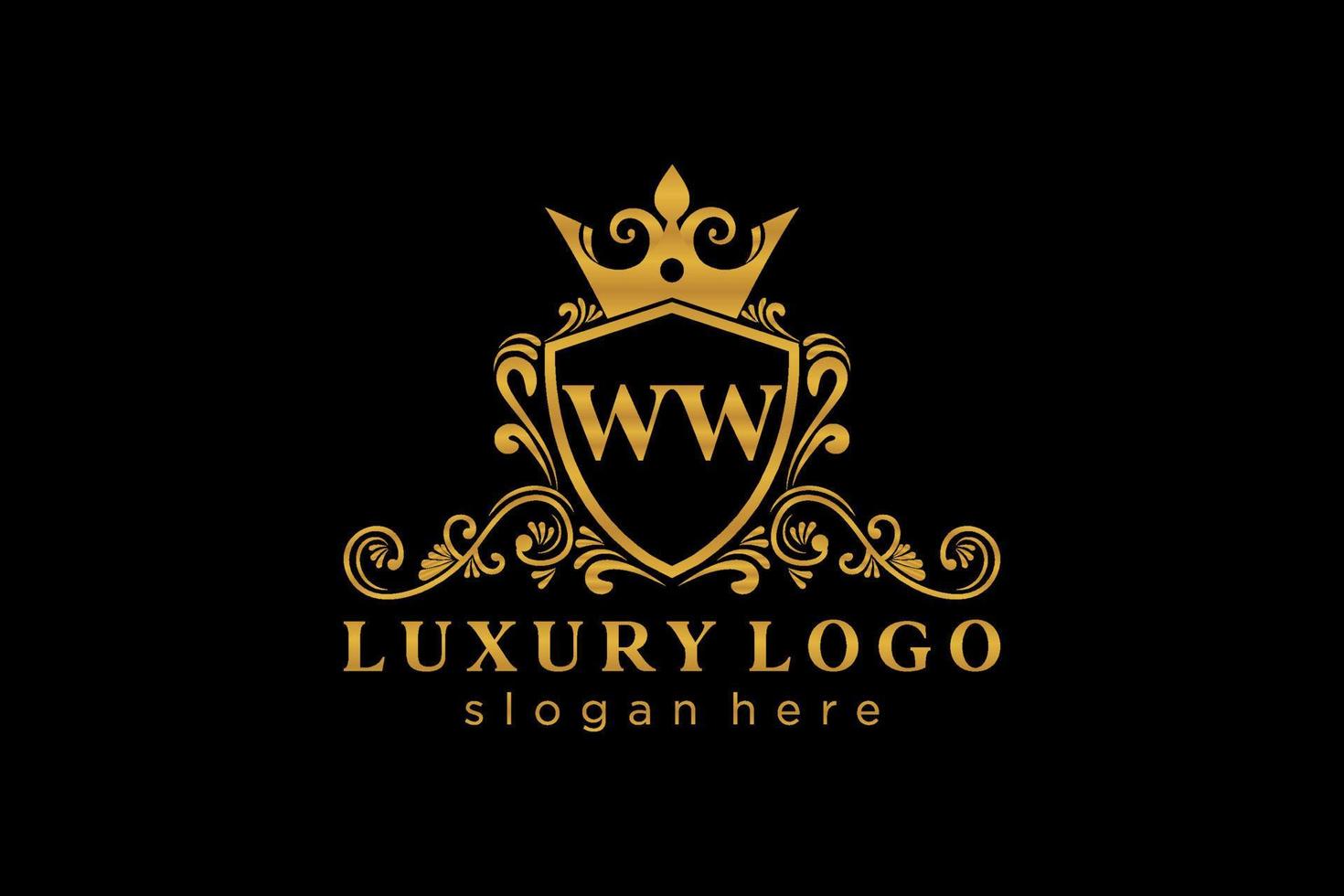 Initial WW Letter Royal Luxury Logo template in vector art for Restaurant, Royalty, Boutique, Cafe, Hotel, Heraldic, Jewelry, Fashion and other vector illustration.
