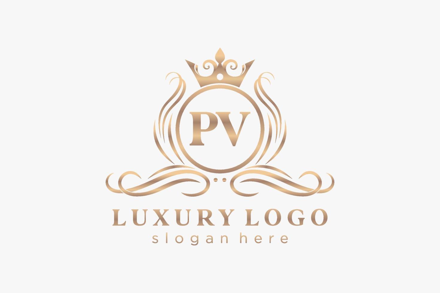 Initial PV Letter Royal Luxury Logo template in vector art for Restaurant, Royalty, Boutique, Cafe, Hotel, Heraldic, Jewelry, Fashion and other vector illustration.