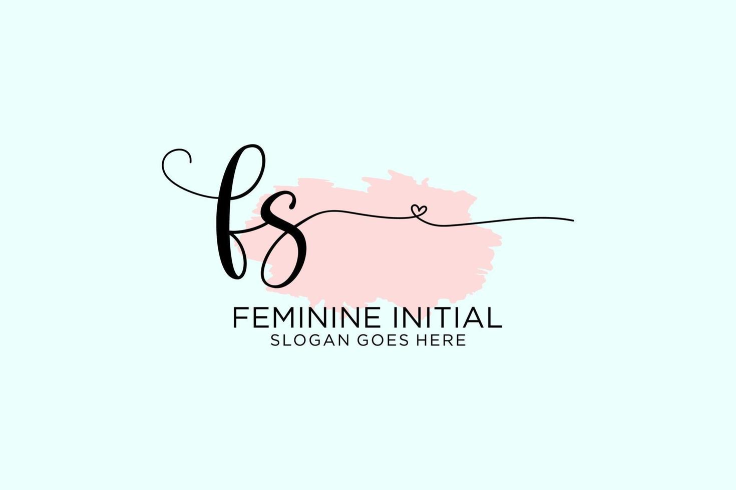 Initial FS beauty monogram and elegant logo design handwriting logo of initial signature, wedding, fashion, floral and botanical with creative template. vector