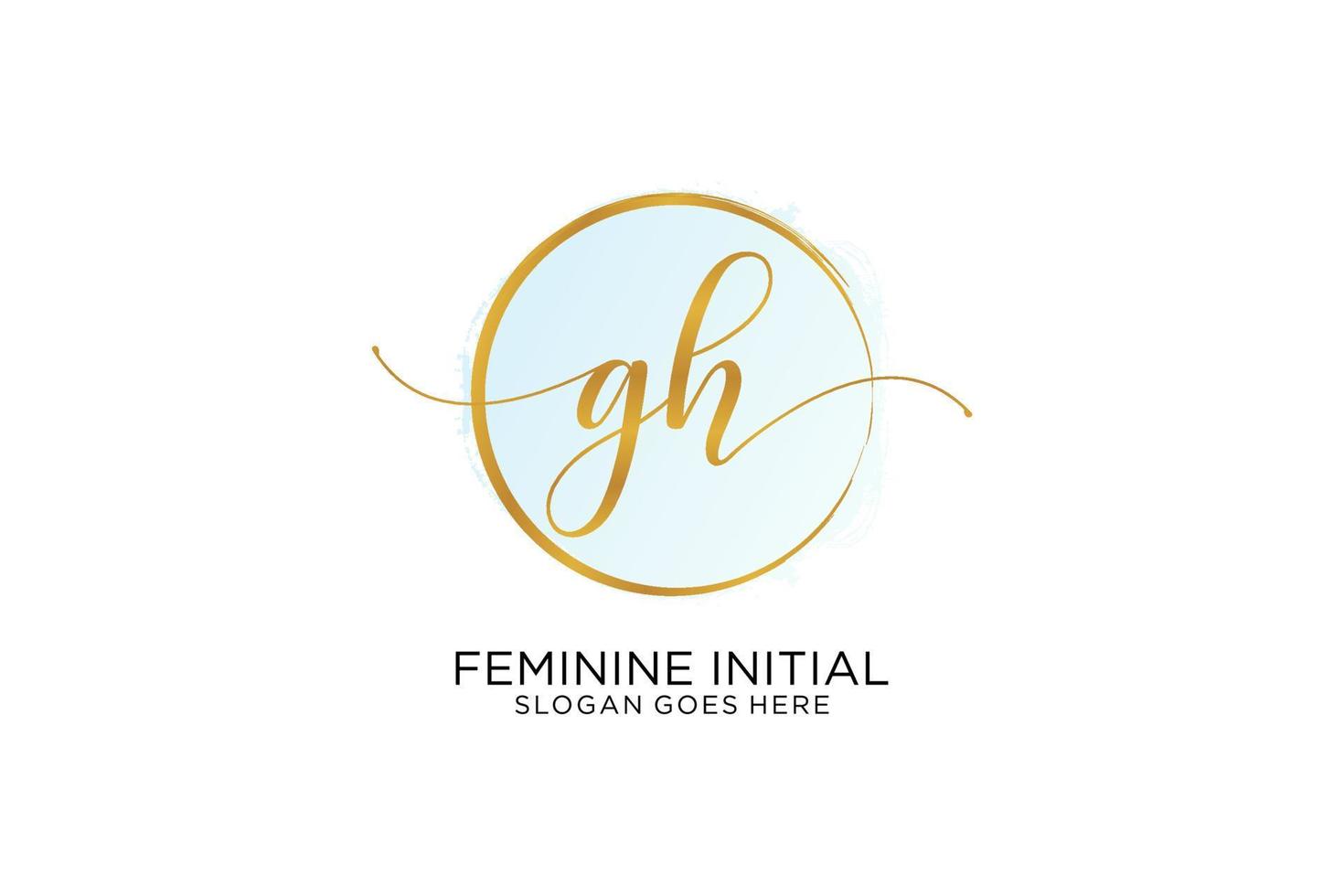 Initial GH handwriting logo with circle template vector signature, wedding, fashion, floral and botanical with creative template.