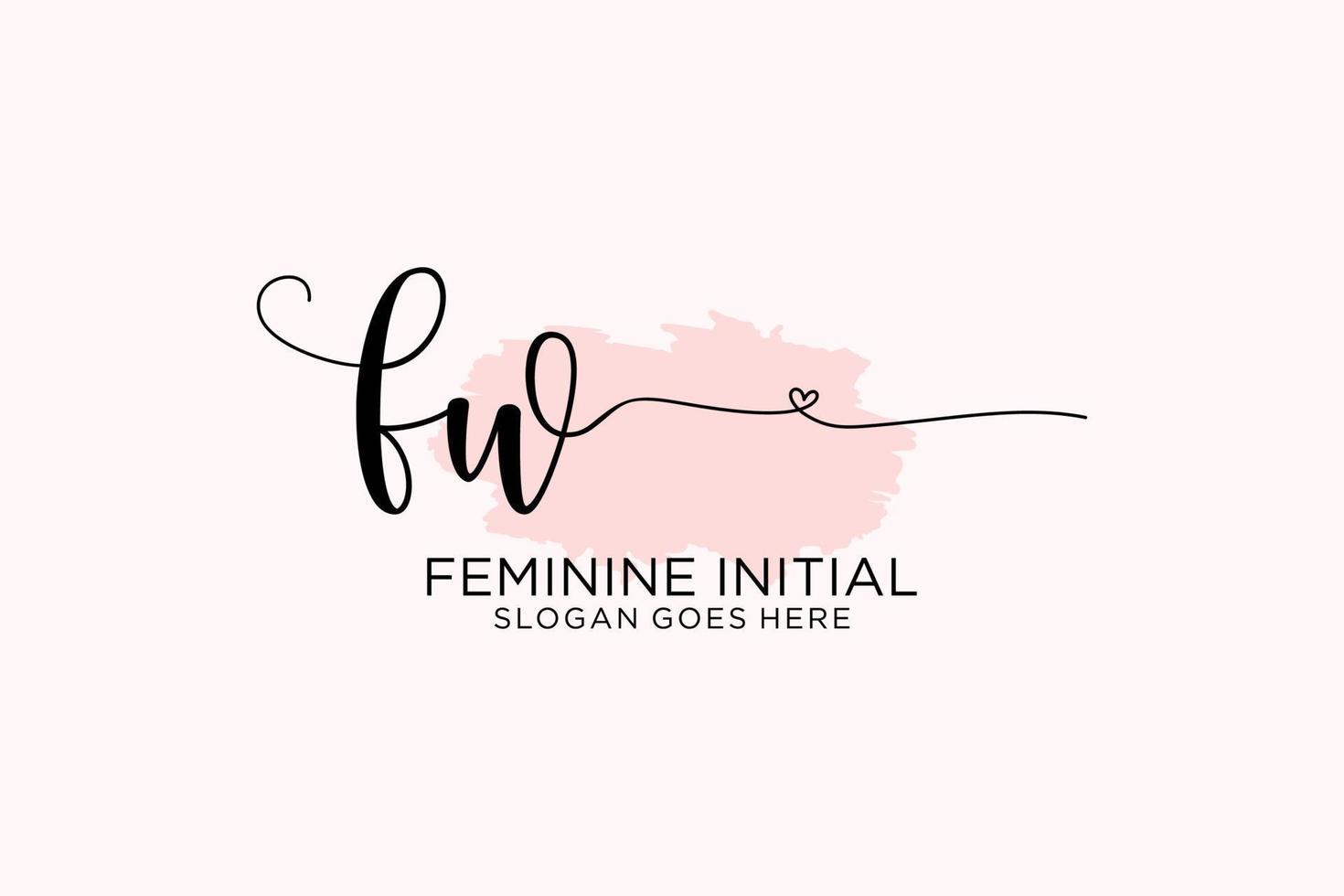 Initial FW beauty monogram and elegant logo design handwriting logo of initial signature, wedding, fashion, floral and botanical with creative template. vector