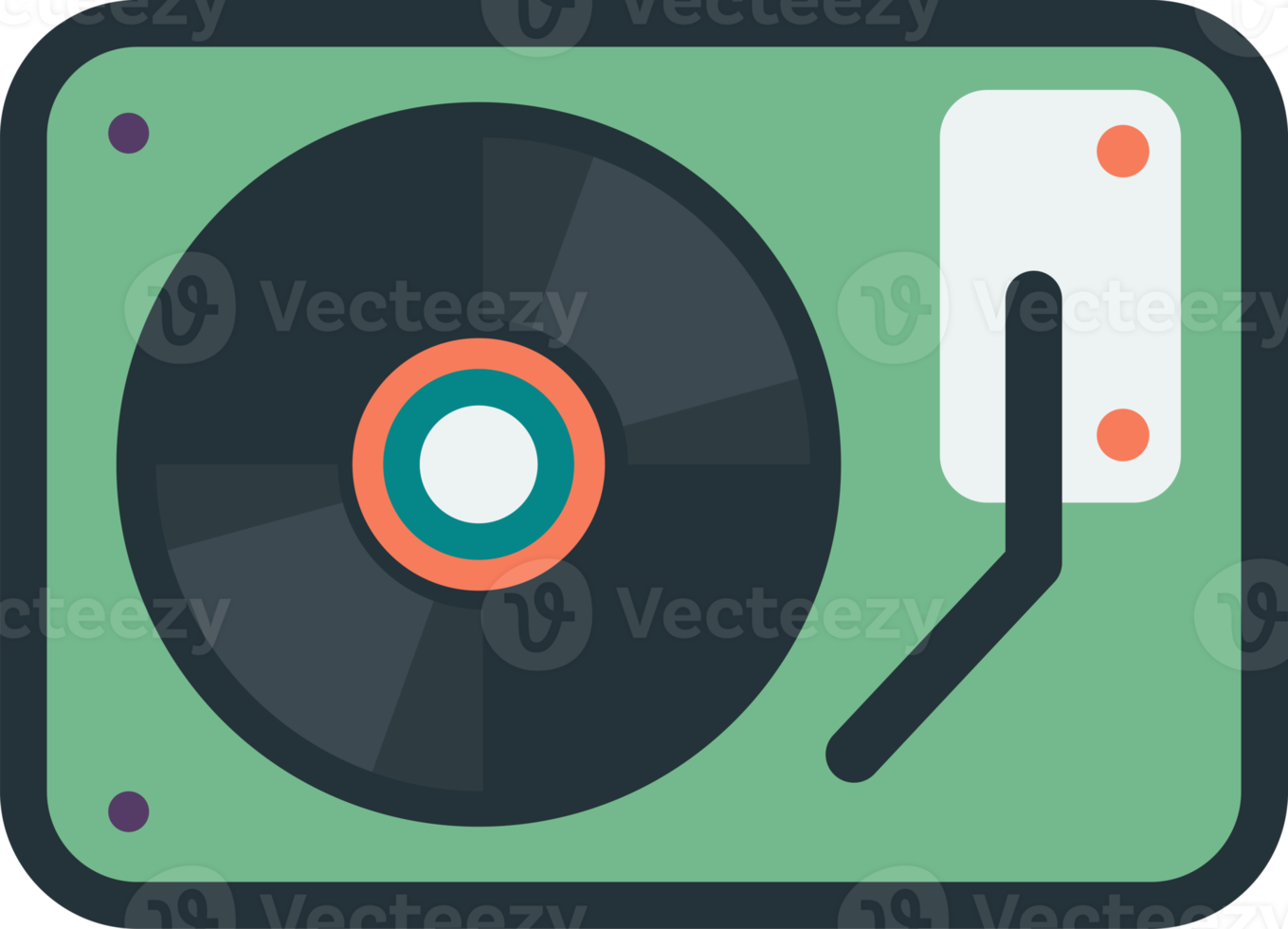 record player from top view illustration in minimal style png