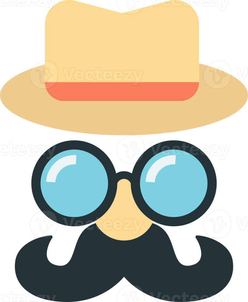 fake mustache and glasses illustration in minimal style png